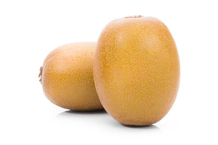 Golden kiwi fruit on a white backgroundの写真素材