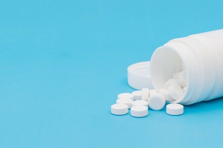 Tablet paracetamol the medical on a blue backgroundの写真素材