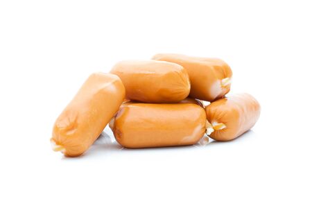 Fresh sausages on white background.の写真素材