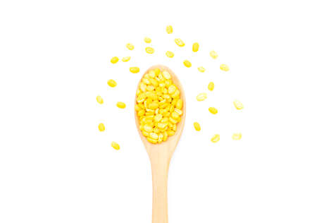 Grains Mung bean In a wooden on a white backgroundの写真素材