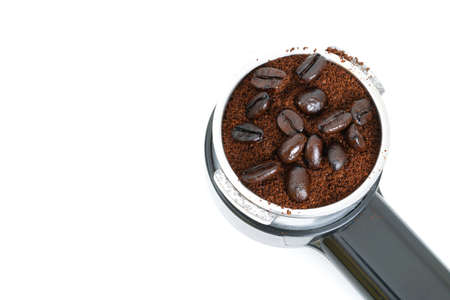 Coffee machine extraction into a coffee cupの写真素材