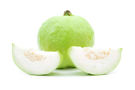 Guava fruit on a white backgroundの写真素材