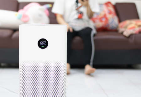 Pm2.5 air purifier in the living roomの写真素材