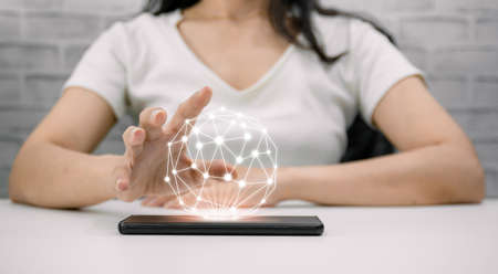 Concept technology on the smartphone Communication around the world