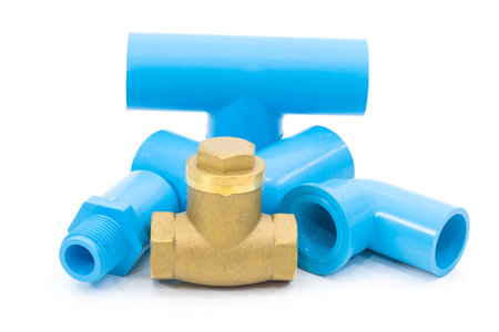 Water pipes joints pipes PVC on a white background.