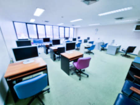room and computer desk learning blurry pictureの写真素材