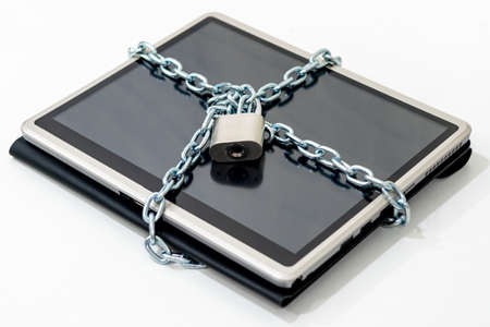 Computer concept Network Security Lock system entry key and chain.の写真素材