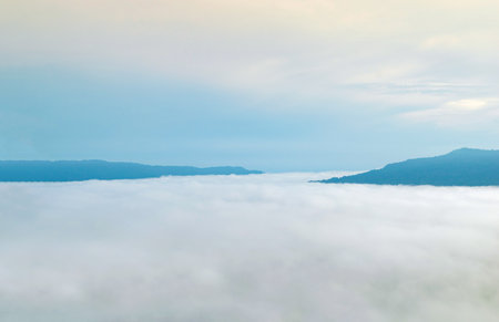 mountain scenery with fog of Phetchabun, Thailandの写真素材