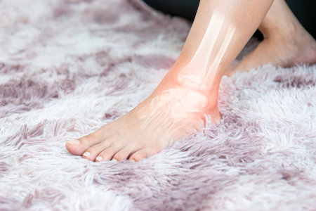 ankle inflammation of the human foot bonesの写真素材