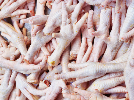 Chicken feet in the fresh a marketの写真素材