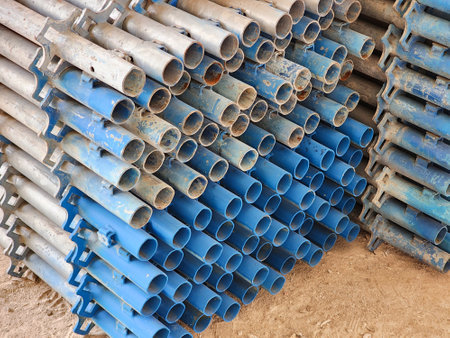Structural Steel Tubular Poles Used in Construction Industryの写真素材