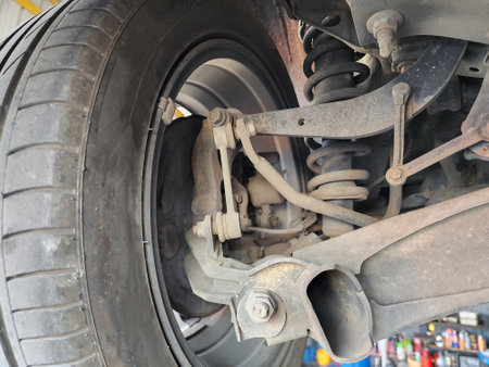 Rear car suspension a rear wheel the oldの写真素材
