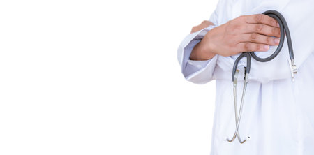 The concept of a doctor in a hospital white backgroundの写真素材