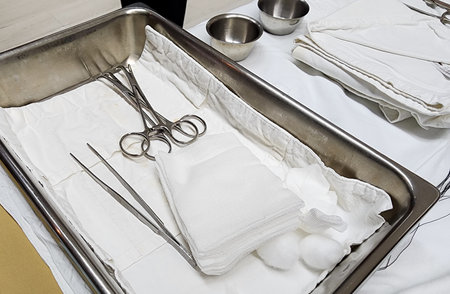 medical equipment surgical scissors in hospitalの写真素材