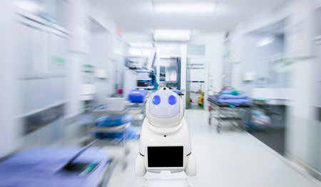 operating room background robot and signの写真素材