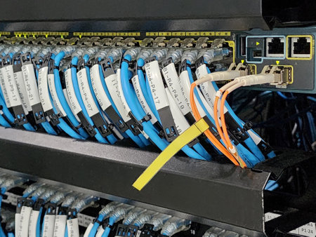 Network system in the server room Global Communicationsの写真素材