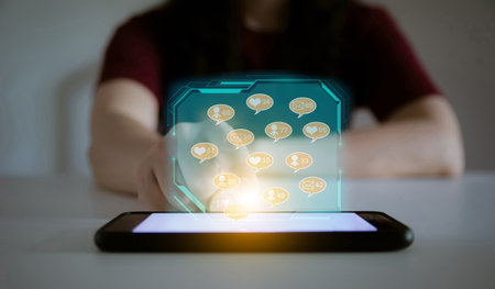 social network Concept of communicating with people around the worldの写真素材