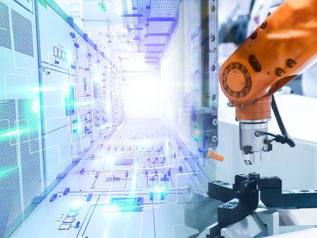 Industry: The concept of robots working instead of humans.の写真素材