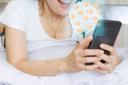 social network Concept of communicating with people around the worldの写真素材