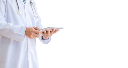 Doctor concept and medical stethoscope white backgroundの写真素材