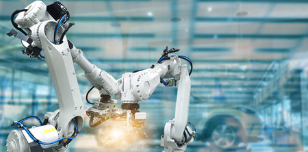 Manufacturing industry by robots, artificial intelligence and engineersの写真素材