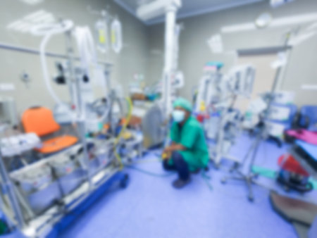 Operating room and hospital equipment, blurred imageの写真素材