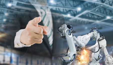Business man concept Industrial robotics using artificial intelligenceの写真素材