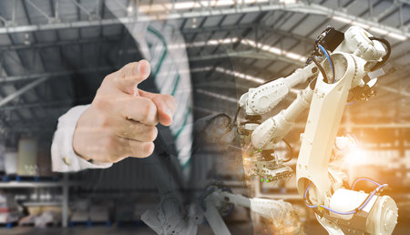 Business man concept Industrial robotics using artificial intelligenceの写真素材
