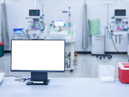 Concept of patient treatment, patient room, operating room in hospital, blurred imageの写真素材