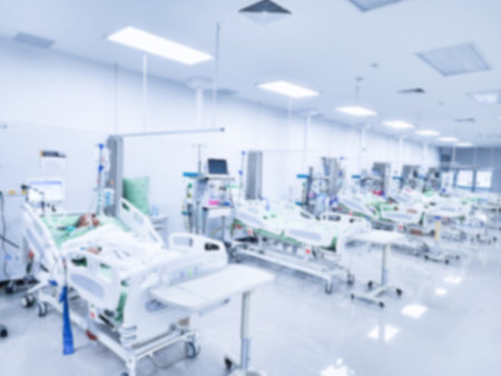 Concept of patient treatment, patient room, operating room in hospital, blurred imageの写真素材