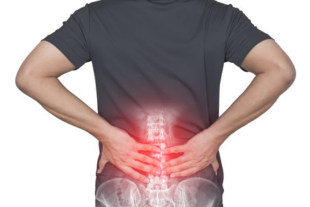 The man has back pain and bone pain.の写真素材