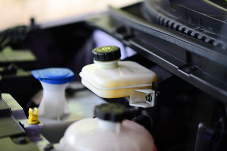 Car brake fluid, brake fluid container, car maintenanceの写真素材