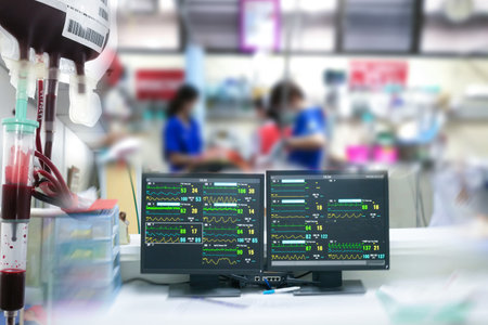 Emergency room concept critically ill patients in hospitalsの写真素材
