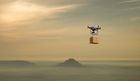 Artificial intelligence technology for drone delivery conceptの写真素材