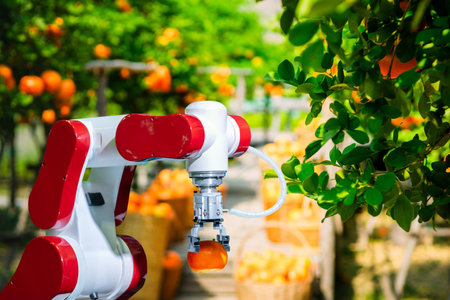 Agricultural industry with artificial intelligence robots conceptの写真素材