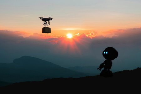 Artificial intelligence technology for drone delivery conceptの写真素材