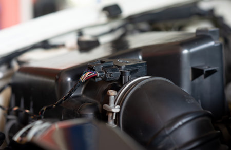 Air flow sensor in car air filterの写真素材