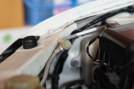 Car air conditioning inspection and refilling channelの写真素材
