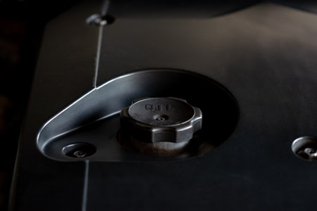 Car engine oil filler or oil filler capの写真素材