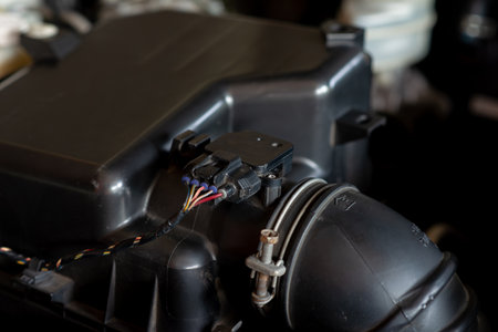 Air flow sensor in car air filterの写真素材