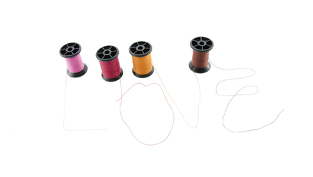 Group of colorful of thread means love  It s bird eye view 