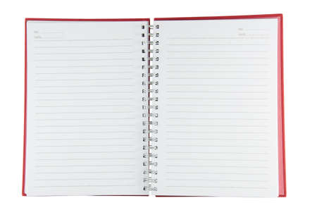 Red notebook openpage isolate on white background