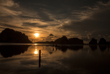 Sunrise at Pak Meng beach, Trang, Thailandの写真素材