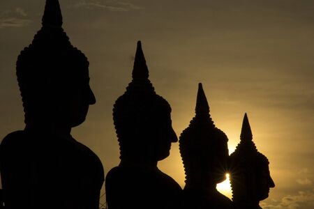 Big buddha statue in sunset background, Buddha statue in Thailand, art of religion conceptの写真素材