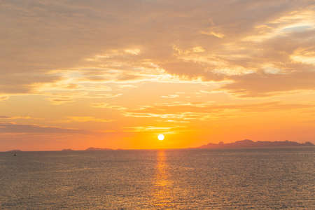 Sanset Sky with colorful clouds, without birds, clear and worm evening, Sunrise Sundown evening timeの写真素材