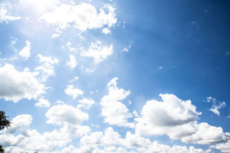 cloud against the blue sky,Beautiful sky with fluffy cloudsの写真素材