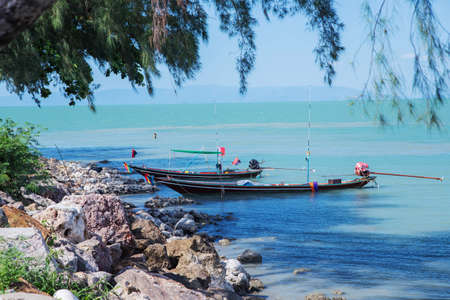 Traditional Thai boats for tourist near the beach Thailandの写真素材
