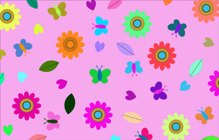 Cute flower and leaf seamless vector patternのイラスト素材