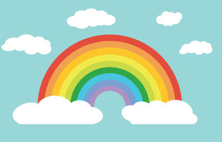 Colofrul RinbowOver Pink Sky, Clouds And Rinbow Backgroundのイラスト素材