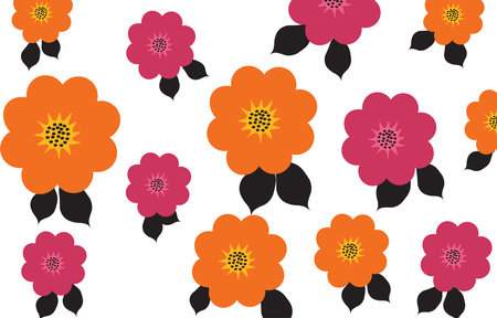 pattern of cute flower and leafのイラスト素材